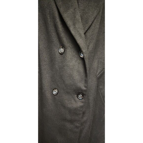 Jessica London Black Wool Blend Double Breasted Shawl Collar Trench Coat 12W - Picture 5 of 7